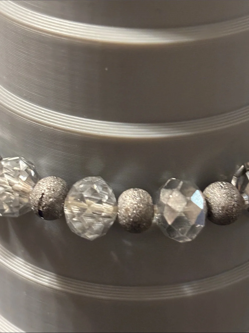 Faceted Bracelet Erimish Mint, White & Silver‎ Beaded Read